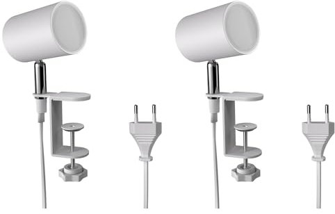 ledscom.de 2 Stück Klemmleuchte WAIKA, Schalter, weiß matt, inkl. LED GU10 Lampe, 450lm warmweiß