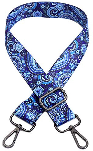 Taschengurt Boho Verstellbar Schulterriemen für Taschen, 80-140cm Ersatz Trageriemen mit Karabiner 3.8cm Breiter Schultergurt Umhängegurt Taschenhenkel für Damen DIY Taschen Handtaschen,Blau