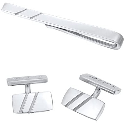 Kuzzoi Manschettenknöpfe & Krawattennadel für Herren im klassischen Design, Herren Accessoire Set aus 925 Sterling Silber mit modischen Details, Männer Geschenk für Hochzeit und Geburtstag