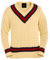 Herren Cricket-Pullover mit V-Ausschnitt | Cremefarbener Strickpullover mit langen Ärmeln und Zopfstreifen für Golf und Cricket | Sportpullover aus Jersey | Übergröße S bis max, cremefarben, M