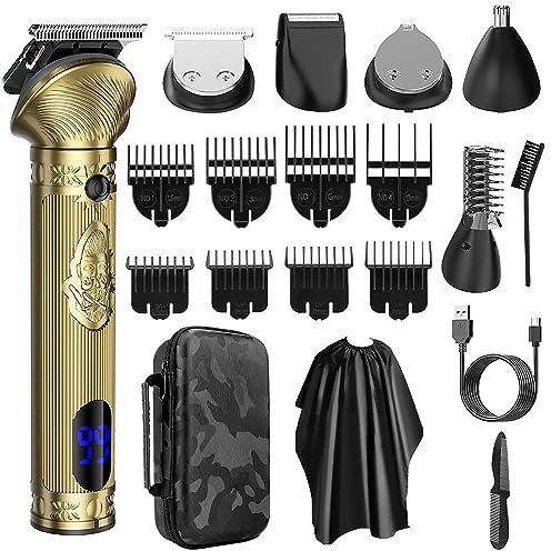 Duxsmei Haarschneidemaschine Profi Barttrimmer Nasenhaartrimmer Körperhaartrimmer Herren 6 in 1 Wiederaufladbar Elektrisch T-Blade Präzisionstrimmer Mit Führungskämmen Haarschneider Bartschneider