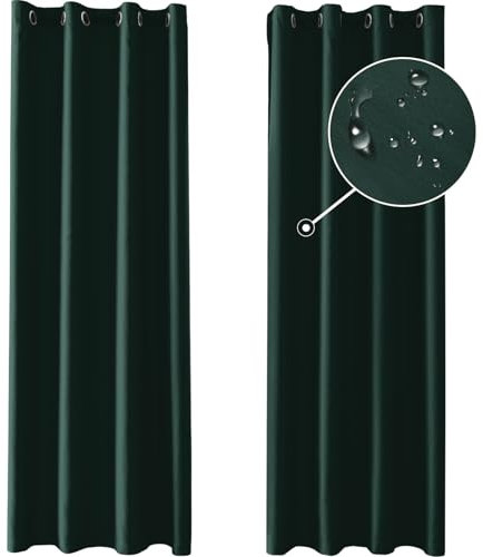 Ystyle Rideau Occultant Lot De 2, 140x260cm, Rideau Exterieur Impermeable, Rideau Thermique Isolant Anti Chaud Intérieurs, Rideau Phonique Anti Bruit, Moderne Salon Chambre Maison, Vert