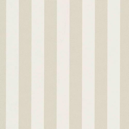 Erismann 10290-02 - Carta da parati in tessuto non tessuto, motivo a righe, onde, 0,53 x 10,05 m, crema, soggiorno, corridoio, ufficio, cucina, soggiorno