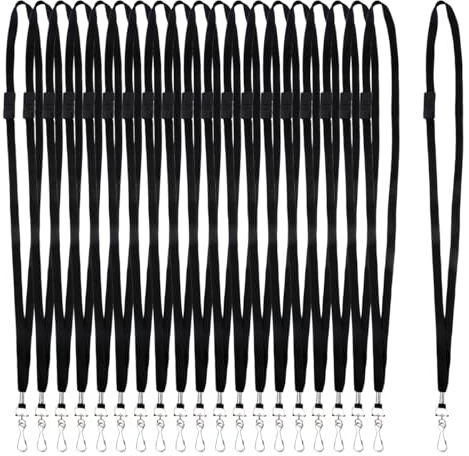 BATINO 50 Stück Schlüsselband mit Sicherheitsverschluss, Lanyard Schlüsselband Lang Schlüsselband mit Karabiner Neck Lanyard Strip Ausweishalter Lanyards Schlüsselbänder Für Namensschilder (Schwarz)
