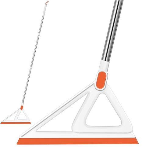 Multifunktionaler magischer Besen, Rakelbesen für Boden, Gummibesen, Silikonbesen für Bodenreinigung, magischer Abzieher Besen für Wohnzimmer, Küche, Bad, leicht zu trocknen (orange, 137,2 cm)