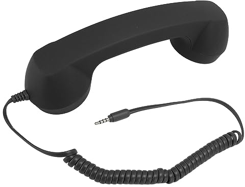 VBESTLIFE Vintage-Telefonhörer, Retro-Handy-Empfängermikrofon für Alle Smartphones und Computer mit 3,5-mm-Klinkenstecker (Black)