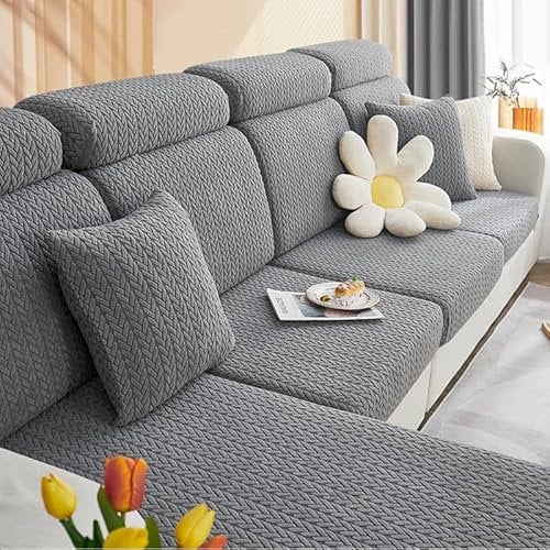 Generisch Sofa Überzug Sofa Sitzkissenbezüg Universal Stretch Sofabezug Couch Bezug L Form Weich Sofasitzbezug Couch Überzug Sofa Cover Mit Armlehnen Sofaschutz (Dunkelgrau, 3 SITZER)