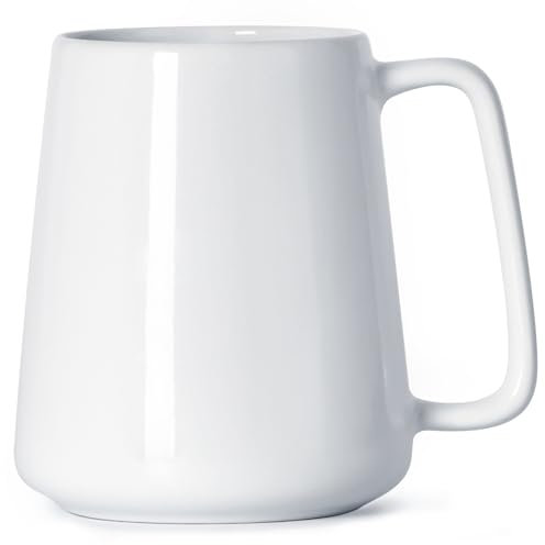Smilatte 24 OZ Large Coffee Mug, 720ml Ceramic Boss Tea Cup with Big Handle for Dad Men Women, Unique Style for Any Kitchen, White