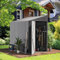 UNIONLINE 4x7ft Lean to Storage Metal Garden Shed | 214x130x203 cm | Waterproof | 2.6m² 4.6m³ | Lockable Door | Bike Tool Shed for Backyard Patio | Garbage Can | Dark Grey