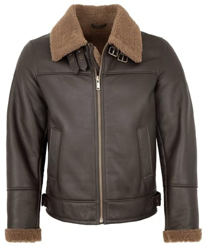 Jilani - Herren Lammfelljacke Lederjacke Lammfell braun