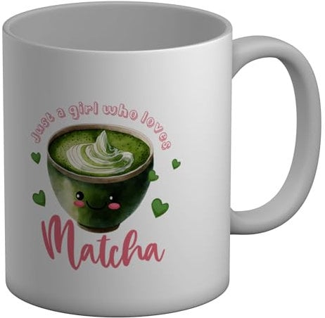 Shopagift Girl Who Loves Matcha Mug Funny Green Tea White 11oz Large Ceramic Cup