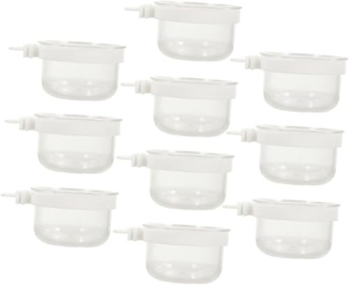 10 Pezzi, Tazza Da Cibo Appeso, Ciotola Trasparente Staccabile in Acrilico, Mangiatoia Ad Acqua per Pappagallo, Canarino, Pinson, Uccello Di Piccole Dimensioni,Scatola di Cibo per Pappagalli, Ciotola