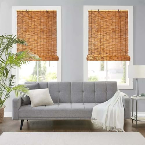 Naturel Store Enrouleur En Bambou 40-180cm Rideau De Roseau, Ombrage Stores à Rouleaux En Bambou Avec Levage, Offrent De L'intimité Décoration De Partition, Personnalisable, Pour Patio/Fenêtre/Porte(C