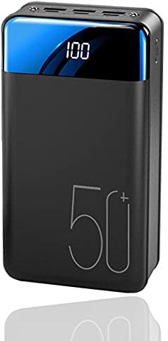 power bank fast charging,USB C, 50000mAh Power Bank Fast Charging, Pack with 3 Output & 3 Input & LCD & LED Flashlight Power Bank