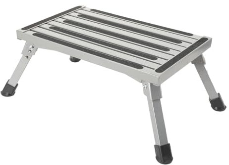 Cozyel Marche Pied Pliable Escabeau Pliant Aluminium Marchepied Caravane Antidérapant Capacité 150 kg, Taille 47 x 30 x 23 cm, pour Caravane, Camping Car, SUV, RV, Bus et Maison