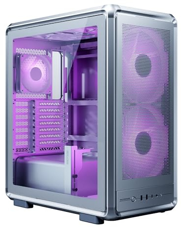 Cooler Master MasterFrame 500 Mesh aRGB Silver Freeform 2.0 Modular Platform Open-Air ATX Mid-Tower Case, Aluminum Frame,Dual 200mm aRGB Fans, 390mm GPU Max, 360mm AIO Max, Type C, Tempered Glass
