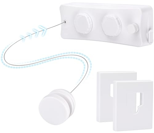 FORA Tendedero Extensible de Cuerda de Pared 10M - Doble Cuerda Inoxidable 2× 5m, Cierre de Bloqueo, Carga Máx 20 kg, Ahorra Espacio, Carcasa ABS, Color Blanco