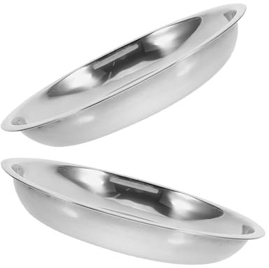 ULTECHNOVO 2pcs Stainless Steel Pet Bowls Shallow Dog Water Bowl Cartoon Cat Feeding Dishes for Easy Access Food and Water