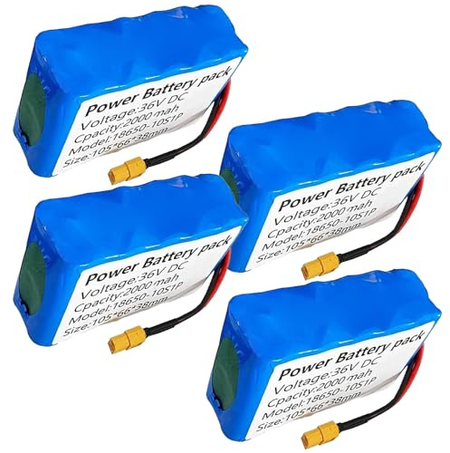 SSCYHT Batterie au Lithium 36 V Batterie pour Hoverboard 10S1P Batteries de Remplacement 2 Ah Batteries Rechargeable pour Trottinette, gyropode et Skateboard avec Port XT60,36v2ah 4pack