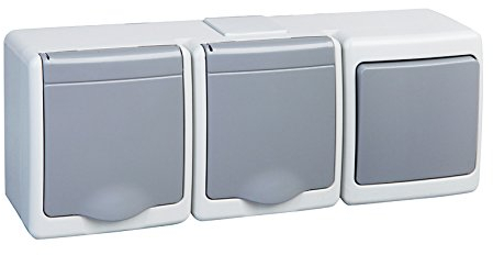 Enchufe de 2 enchufes con interruptor, IP44, 16 A/250 V, Schuko para zonas húmedas