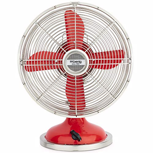 H. Koenig JOE50 Red Table Fan Retro, Metal, Red, 28 x 34 x 20 cm