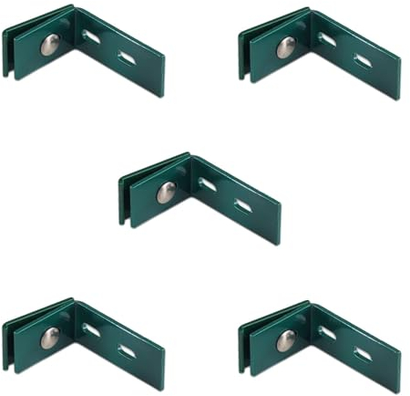 5 x Wandanschluss-Winkel / verzinkter Stahl / grüne (RAL 6005) Pulverbeschichtung Maß: ca. 6 cm x 10 cm x 4 cm (Breite) zur Befestigung von Doppelstabmatten an der Wand inkl. Schrauben