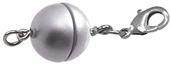 Creative-Beads Magnetverschluss für Ketten u. Schmuck, Kugel, rund 10mm, mit Edelstahl Karabiner und Öse, silber matt
