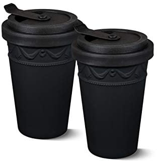 KPM Berlin Kurland To-Go Becher Duo-Set 2tlg., Porzellan, Kaffeebecher, Teebecher, handmade, schwarz im Geschenkkarton