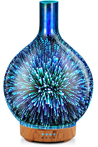 Porseme Aroma Diffuser Luftbefeuchter,150ml Handgeblasen 3D Luftbefeuchter Ultraschall Leise 7 farbwechselnde LEDs Raumbefeuchter BPA Frei für Wohnung Yoga SPA mit Timer (Silver)