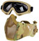 Yzpacc Taktische Halbgesichtsmaske mit Ohrenschutz, Verstellbare Anti-UV Augenschutz für Airsoft/BB/CS-Spiele/Jagd/Paintball/Shooting (Camouflage 3)