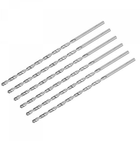 sourcing map HSS(High Speed Steel) Extra Long Twist Drill Bits, 5mm Drill Diameter 200mm Length for Hardened Metal Woodwork Plastic Aluminum Alloy 6 Pcs