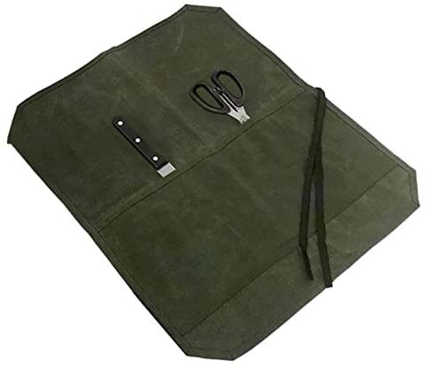Knives Holder Roll Bag, Waxed Canvas Knifes Cultery Carrier, 7 Slots Canvas Chef Knives Roll Bag Canvas Knifes Case with an Adjustable Shoulder Strap for Kitchen Knifes Tools