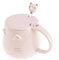 lachineuse - Tasse Chat Kawaii 450ml - Mug Chat avec Couvercle & Cuillère - Coloris Rose & Or en Céramique - Mug à Infusion Thé Café - Tasse Originale Japonaise - Idée Cadeau Japon Asie Kitty Mignon