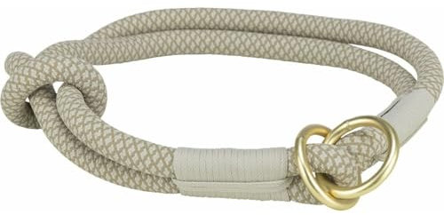 TRIXIE Soft Rope Zug-Stopp Halsband Größe L-XL: Halsumfang 55 cm/13 mm in grau - stufenlos verstellbares Hundehalsband aus gewebtem Tau für Hunde, einfacher Verschluss - 1984819