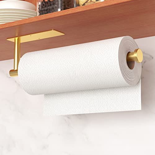 Küchenrollenhalter – selbstklebend oder bohrbar, Gold Papierhandtuchhalter zur Wandmontage für die Küche, Küchenrollenspender aus Edelstahl SUS304 unter dem Schrank