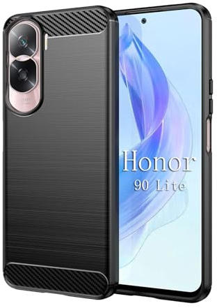 betterfon Carbon Handyhülle kompatibel mit Honor 90 Lite | Smartphone Case aus TPU-Silikon | Schwarz