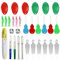 32 Stück Nadeleinfädler Set,Einfädelhilfe Kit,Enthalten Fisch Typ einfädelhilfe für Nähnadeln/Eisenfeilspäne Glühbirne Daumen Geformt Einfädler/Naht Rippers/Nähen Pinzette/Fingerhut/Schere