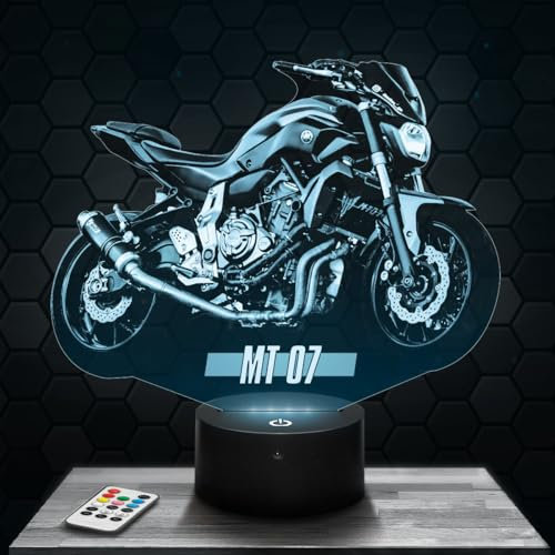 Nachttischlampe Motorrad MT 07 Y deko Biker. Geschenkidee Mann objekt Motorrad MT 07 Y Nachtlicht Erwachsene deko Zimmer. Weihnachten