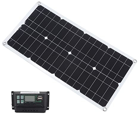 WOOXGEHM Kit Panneau Solaire Monocristallin 250W 12V, Double Sortie USB avec Régulateur de Charge 10A pour Caravane, Bateau, Maison, Camping, Camping Car et Autres Applications Hors Réseau.