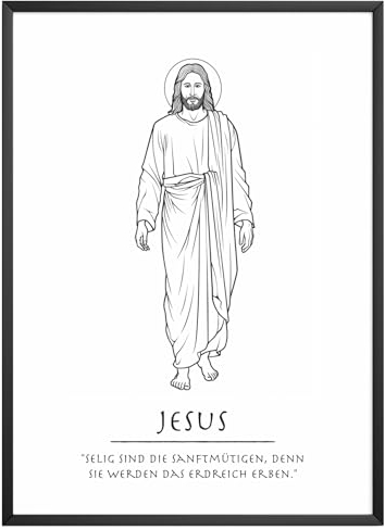 MJ-Graphics - Christlicher Glauben Poster Jesus - Frieden & Barmherzigkeit Bild | Wandbild Din A4 in Galerie Qualität extra dickes Posterpapier - FineArt Kunstdruck ohne Bilderrahmen