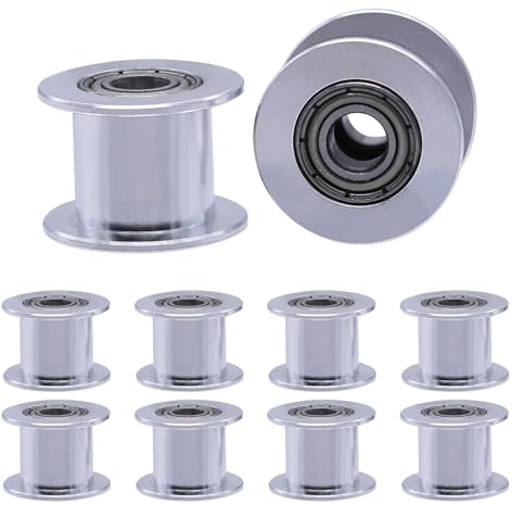Piuluvor® GT2 Pulley 10mm, GT2 Riemenscheibe Aluminum Zahnloses Idler 20 Zähne 5mm Bore für 3D Drucker 10mm Breite GT2 Zahnriemen (10 Stück)