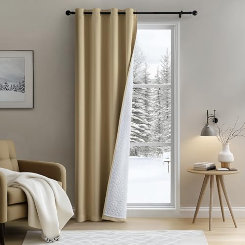 MIULEE Rideau Thermique Isolant Anti Froid et Chaleur avec Doublure, Taupe Rideau de Porte Isolant Thermique Lot de 1 (L 132 x H 245 CM), Double Rideaux Occultant et Thermique Epais 132x225 CM