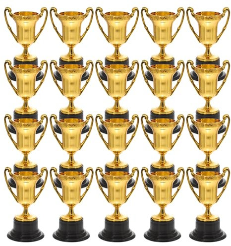 BESPORTBLE Mini Trophies, 20Pcs Mini Gold Award Trophy Cups Plastic Golden Trophies for Party Favors, Small Trophy Cups for Sports Tournaments, Classroom School Rewards, 3.3in
