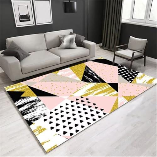 Xiaosua Rug For Girls Bedroom square rugs 140x200CM gaming boys pink Black modern geometric soft washable carpet
