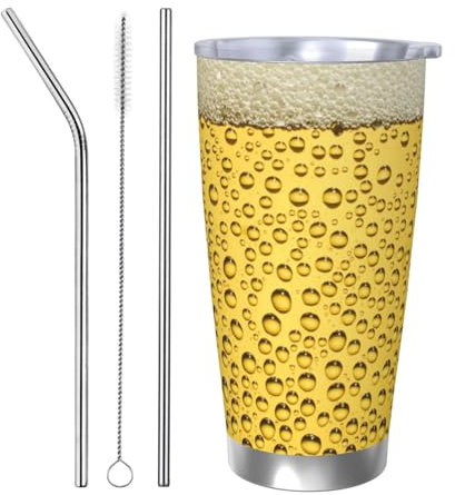 Diseño de cerveza helada Botella de agua aislada de 20 oz, taza de acero inoxidable, vaso de vacío, termo de agua