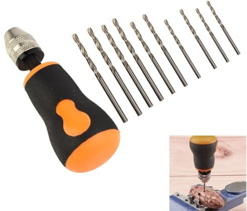 Miniatur-Handbohrer-Set mit 10 Bohrern zum Basteln und Modellbau