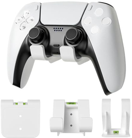 Get Stoop Support Mural pour Manette Switch/XBox/PS4/PS5 – Double Manette de Jeu et système de Suspension pour Casque avec Coussinets antidérapants et Espace de Rangement de Bureau Amovible