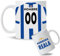 Taza Personalizada con nombre y dorsal de tu equipo preferido de Fútbol. Tazas de Desayuno personalizada. Regalo Original para Aficionados del Fútbol. Regalos Mundial. (Real Sociedad)