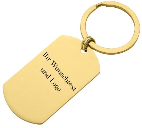 Personalisierter Schlüsselanhänger mit Gravur aus Edelstahl - Oval Anhänger Personalisierte Geschenke Ideal Partner Geschenke (Gold)