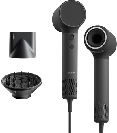Laifen Neo Sèche Cheveux, 200M Ions Négatifs, 2 Embouts Magnétiques, Noir